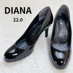 DIANA ダイアナ エナメルパンプス ブラック 22 ラウンドトゥ　フォーマル