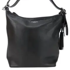 【美品】COACH ブラックレザーショルダーバッグ