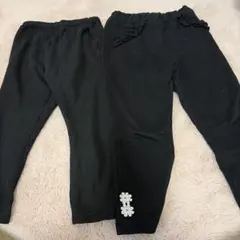 キッズ 裏起毛パンツ　2枚セット ブラック