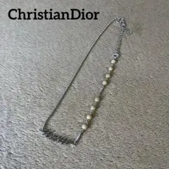 ChristianDior ディオール ロゴ パール シルバー ネックレス