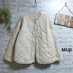 無印良品 ノーカラージャケット キルティング 中綿 大人可愛い ゆったり M
