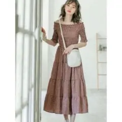 GRL 小花柄オフショルマキシワンピース