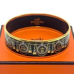 HERMES エルメス エマイユ バングル ブルー×ホワイト 七宝 E0435 