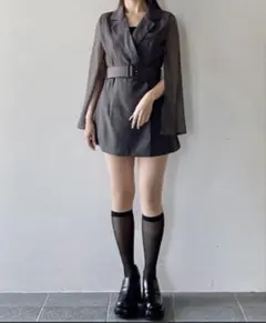 【NOMAE】シアースリーブテーラードワンピース