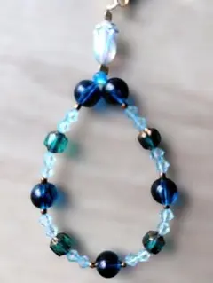 青系チャーム　キーホルダー　ハンドメイド　バックチャーム