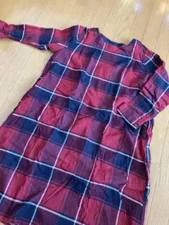 CLOUNINE 赤ネイビー チェック シャツワンピース