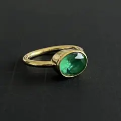 新品　インドジュエリー グリーン リング 11号 レディース レトロ シンプル