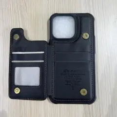 iPhone13Pro ケース カード収納　ブラック