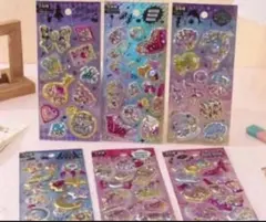 シール 6枚セット グリッター ぷくぷく 立体シール 3Dシール キラキラ