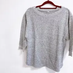 UNIQLO ユニクロ メンズ ワッフルクルーネックT（5分袖） グレーMサイズ