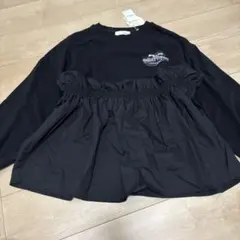 新品　レディース　M 裏起毛　長袖カットソー　トレーナー　ブラック