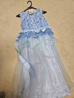 水色 フリル付き フォーマルドレス