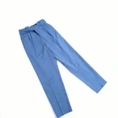 visウエストリボン テーパードパンツ ブルー