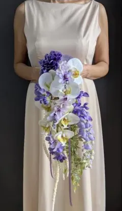 胡蝶蘭　藤　ウエディングブーケ　アーティフィシャルフラワー　前撮り　造花
