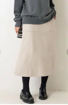 Spick＆Span　ビーバーメルトントラペーズスカート　ベージュ