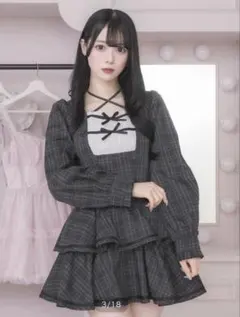 ピウム pium ワンピース piumロゴバイカラー半袖ニットワンピ