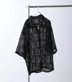 【トレンド・L】Nilway ニルウェイ 透かし編み レースシャツ 半袖 黒