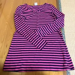 2〜3回着用 x-girl 長袖ワンピース サイズ2 ボーダー ピンク×ネイビー