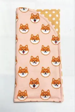 メガネケース　柴犬柄　オレンジ系　ハンドメイド