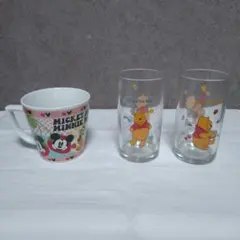 ディズニー ミッキー・ミニー マグカップとプーさんグラスセット