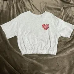 クロップドTシャツ グレー 半袖 夏 Tシャツ プリントTシャツ