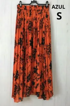 AZUL アズール　花柄　シフォン　ギャザースカート　Sサイズ　オレンジ　美品