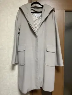MaxMara ロングコート フーデッド38 ベージュ キルティング裏地 美品