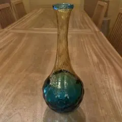 津軽びーどろ作家物金彩鶴首花瓶