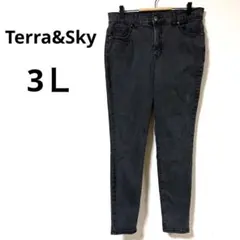 【Terra&Sky】14W ストレッチ スキニーデニム ブラック 大きいサイズ