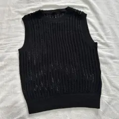 【美品】ユニクロ UNIQLO メッシュクルーネックショートセーター 重ね着
