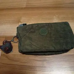 KIPLING ポーチ カーキ モンキーチャーム付き