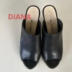 美品■DIANA 【ダイアナ】本革　ミュール　サンダル 黒　小さめサイズ　S