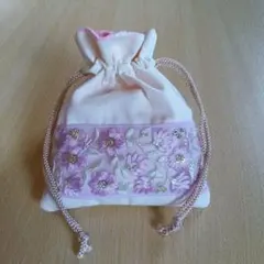 インド刺繍リボン ミニ巾着 No.9