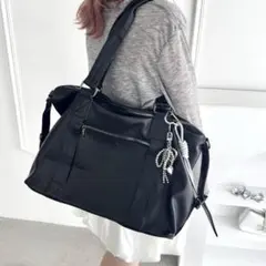 サイドベルトPUボストンバッグ