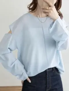 ディスコート discoat ライトブルー　長袖　シアートップス