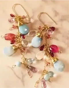 ラリマー　トルマリン　イヤリング