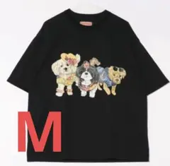 【タグ付き新品】Tシャツ　犬　両面　後ろ姿　黒　ブラック　イヌ いぬ