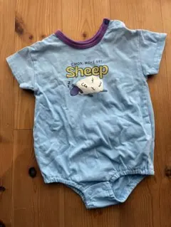 ブリーズ半袖綿100%水色 羊デザインロンパース
