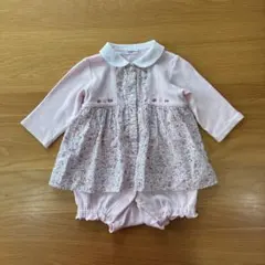 ファミリア　70 袖付ロンパス　小花柄リバティ