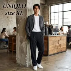 UNIQLO タックワイドパンツ メンズ XL ブラック 黒 スラックスユニクロ