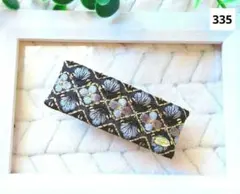 フラワー　インド刺繍リボンバレッタ（ブラック）