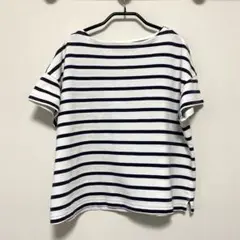 無印良品　ボートネックTシャツ（半袖）無地・ボーダー 婦人XS〜S 白✖️ネイビー