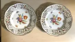 【美品】シューマンババリア　ドレスデンフラワー　ピアスプレート　6枚セット シューマン 希少 ババリア ドレスデン フラワー ピアス プレート