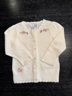 ラルフローレン ホワイト花柄刺繍カーディガン 18M