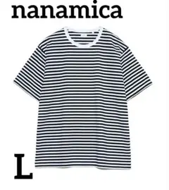 新品 L ナナミカ レーヨン×コットン ヴィンテージ加工 半袖 Tシャツ 紺