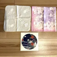 新品★宇野千代★桜柄ハンカチ★友禅ハンカチ★グレージュ★ピンク★NHKブラッサムのサムネイル
