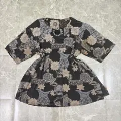 レトロ 総柄 ヴィンテージ 古着 カットソー トップス レディース 個性派のサムネイル