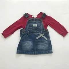 OSHKOSHデニムジャンパースカート×OLD NAVY長袖セットアップ80cm