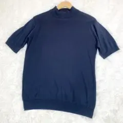 現行　美品　JOHN SMEDLEY 半袖モックネックニット　ネイビー　Sサイズのサムネイル