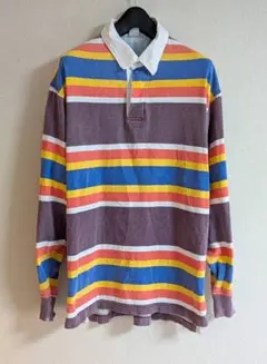 90年代〜00年代 マルチボーダー ラガーシャツ 長袖 ポロシャツ M 古着